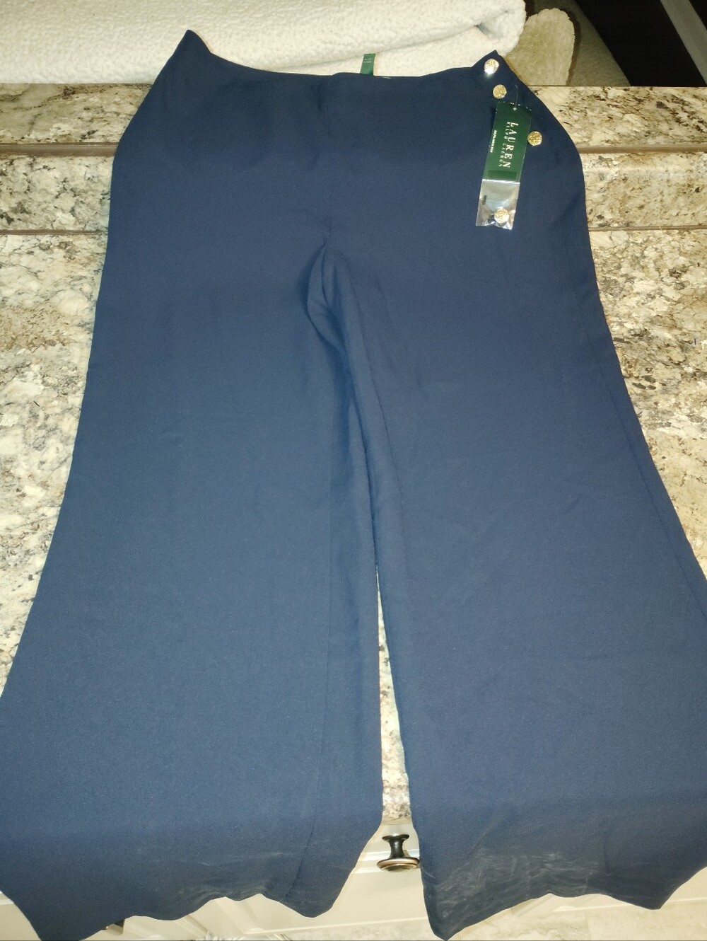 Ralph Lauren Navy High-Rise Wide-Leg PantsListing Size 6 Nwt